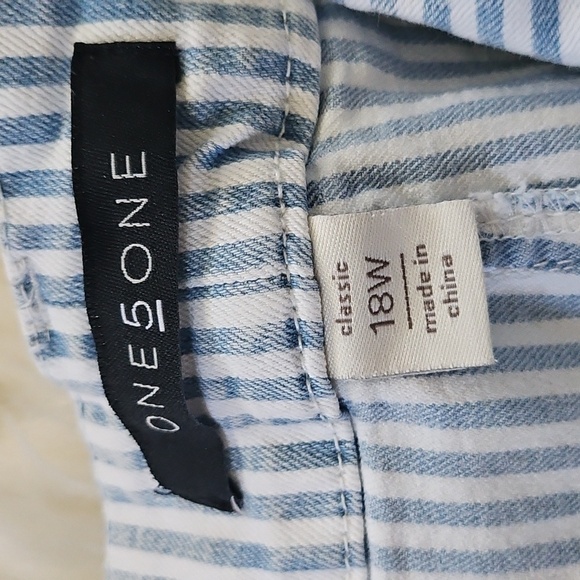 one 5 one Blue and White Striped Jean Shorts with 5.5" Inseam - Picture 6 of 11